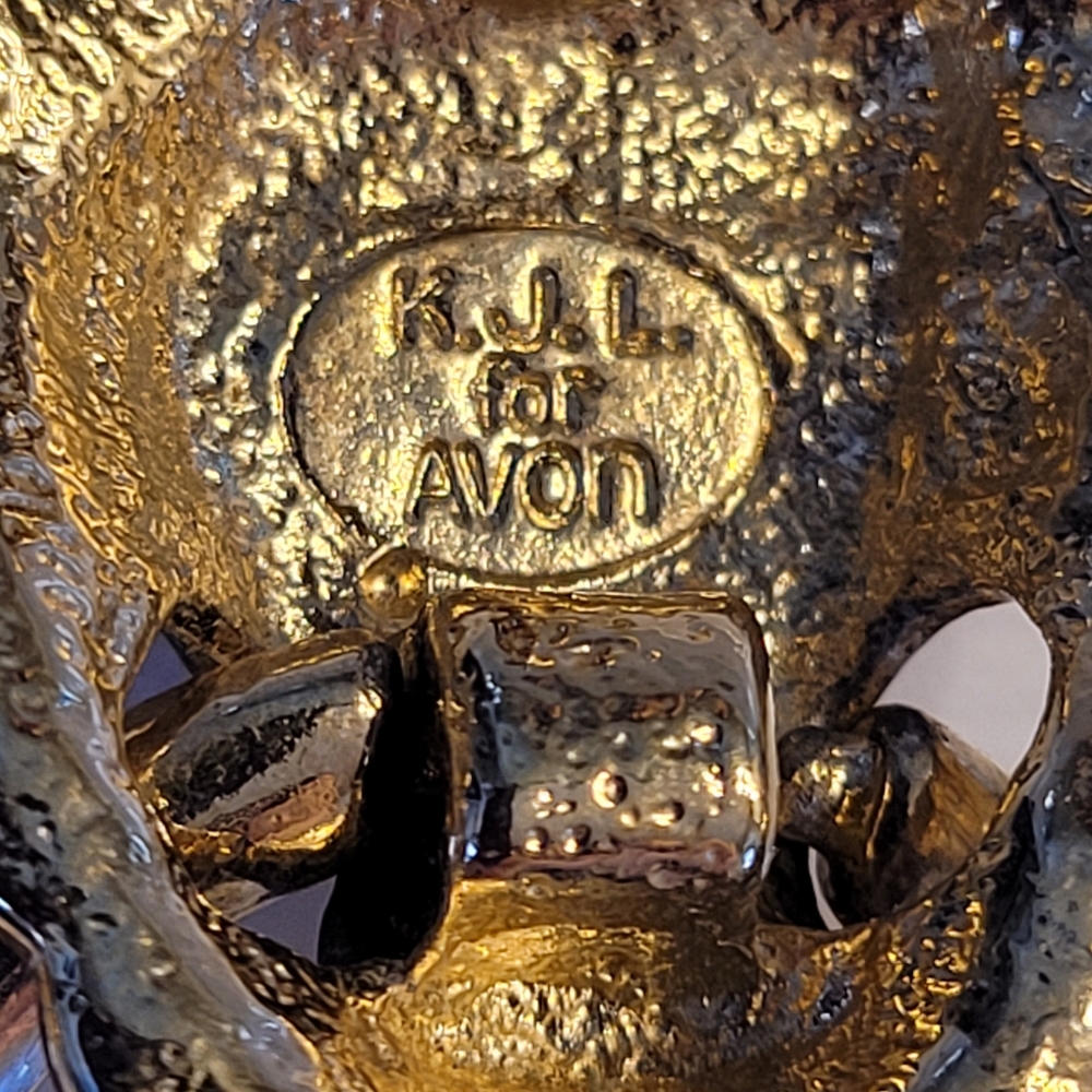 Lion Head Door Knocker Earrings Gold Plated Crystal Eyes KENNETH J LANE x AVON - Picture 5 of 15